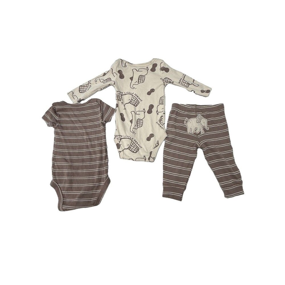 Carterās Baby 3 Piece Puppy Bodysuit & Stripe Pants Set 6 Months